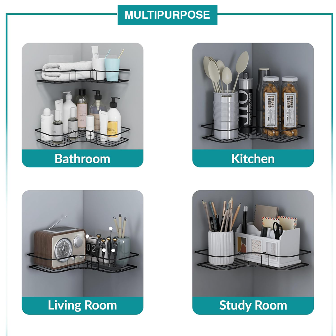 Self-Adhesive Corner Shelf Organizer  4.9⭐⭐⭐⭐⭐(214 Reviews)
