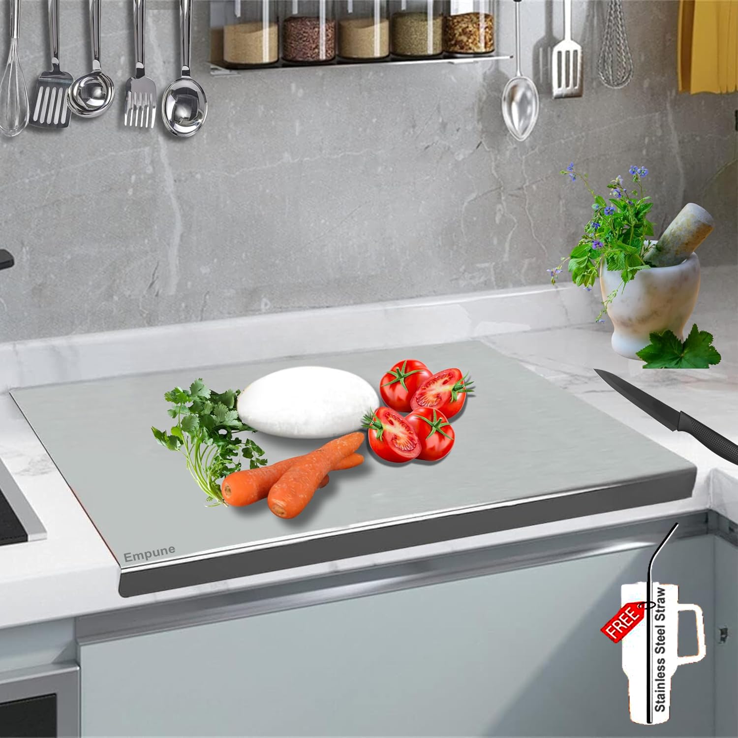 304 Stainless Steel Chopping Board with Lip for Kitchen