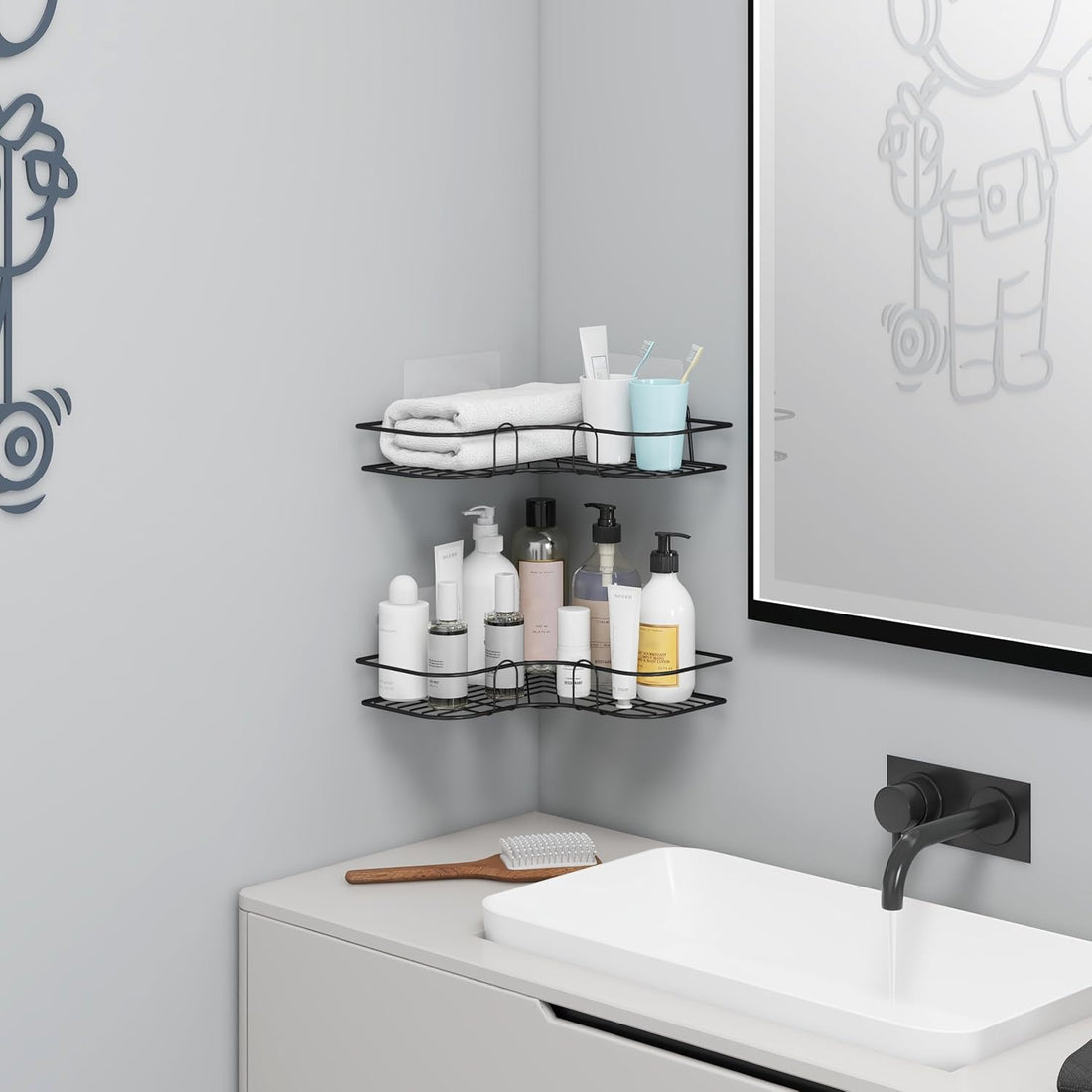 Self-Adhesive Corner Shelf Organizer  4.9⭐⭐⭐⭐⭐(214 Reviews)