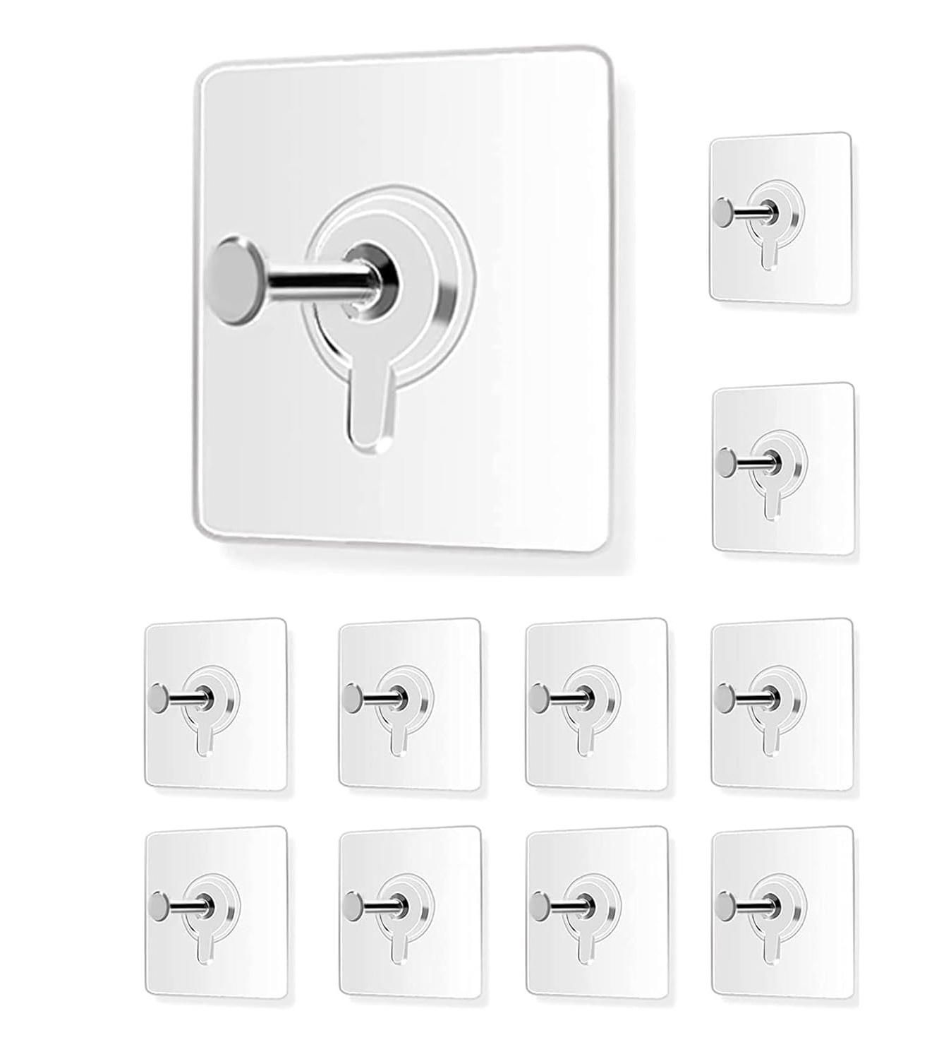 Self Adhesive Hooks for Wall Heavy Duty Strong Nail Free for Hanging Photo Frame Hook (Pack of 10)