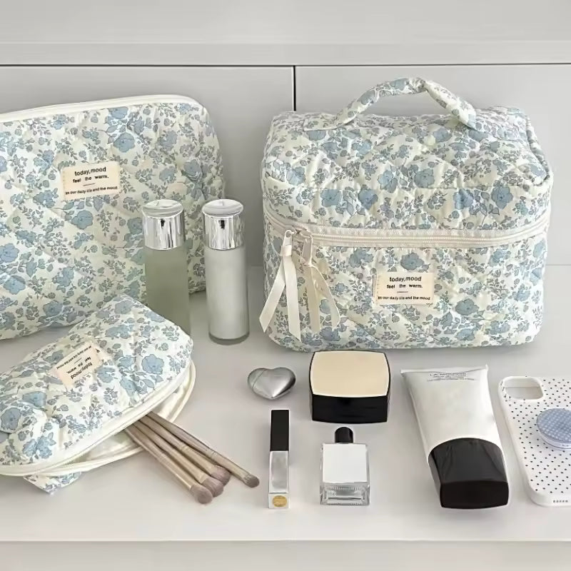 Quilted Cotton Makeup & Toiletry Bag – 3‑Piece Set ⭐⭐⭐⭐⭐ (1188 Reviews)