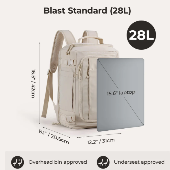 Blast Expandable 28–38 L Carry‑On Travel Backpack ⭐⭐⭐⭐⭐ (578 Reviews)
